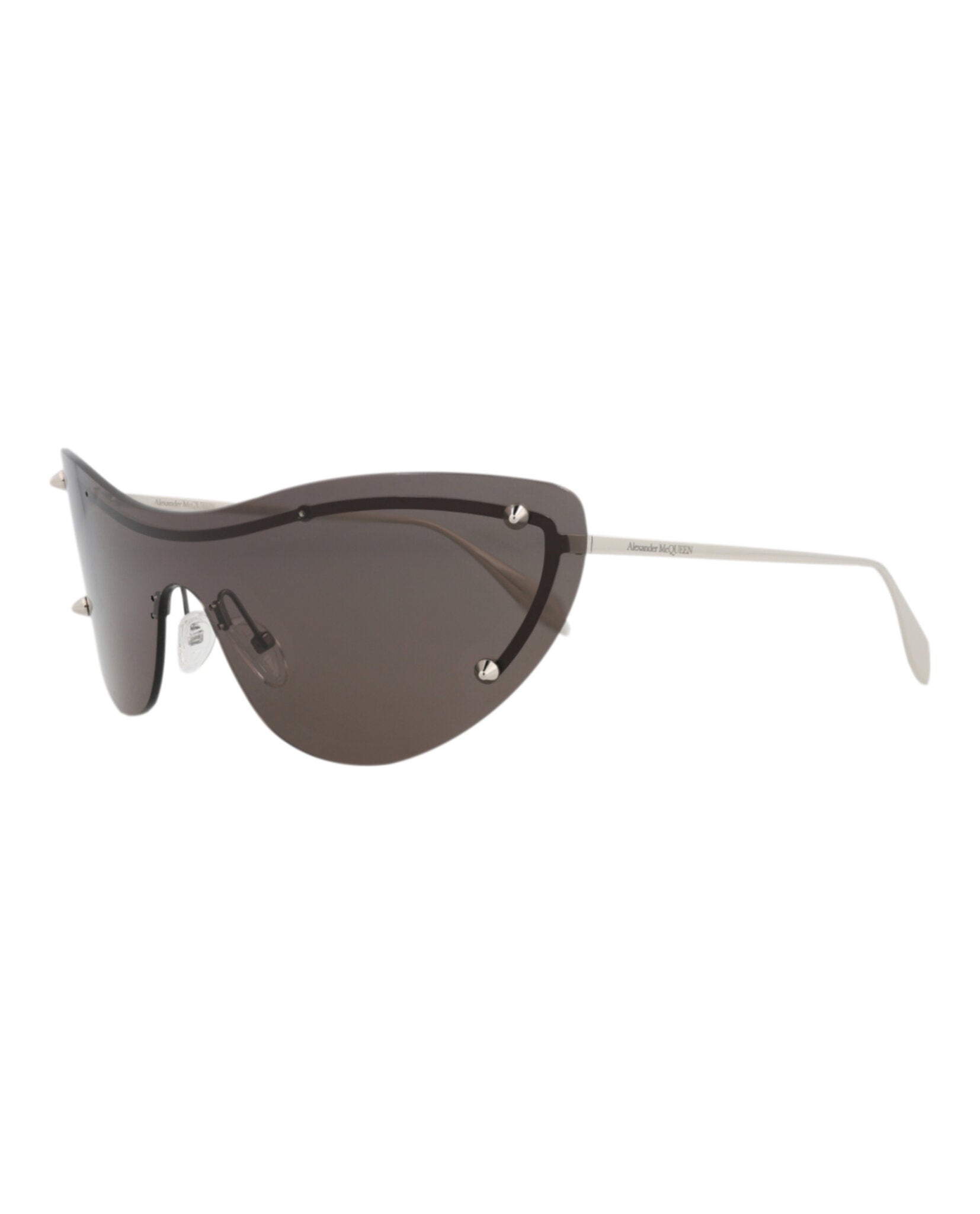 Alexander McQueen Womens Cat Eye Silver Silver Grey Fashion Designer Eyewear