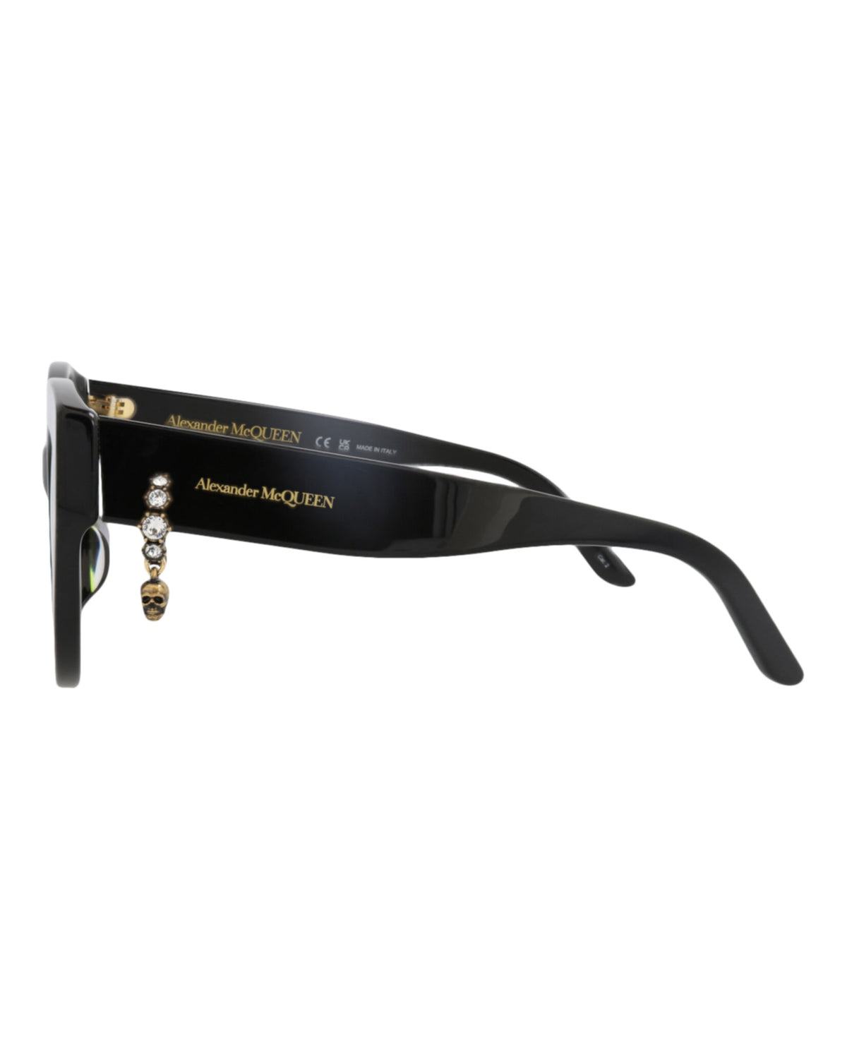 Alexander McQueen Womens Round/Oval Black Black Grey Fashion Designer Eyewear