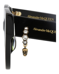 Alexander McQueen Womens Round/Oval Black Black Grey Fashion Designer Eyewear
