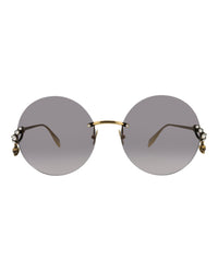 Alexander McQueen Womens Cat Eye Gold Gold Grey Fashion Designer Eyewear