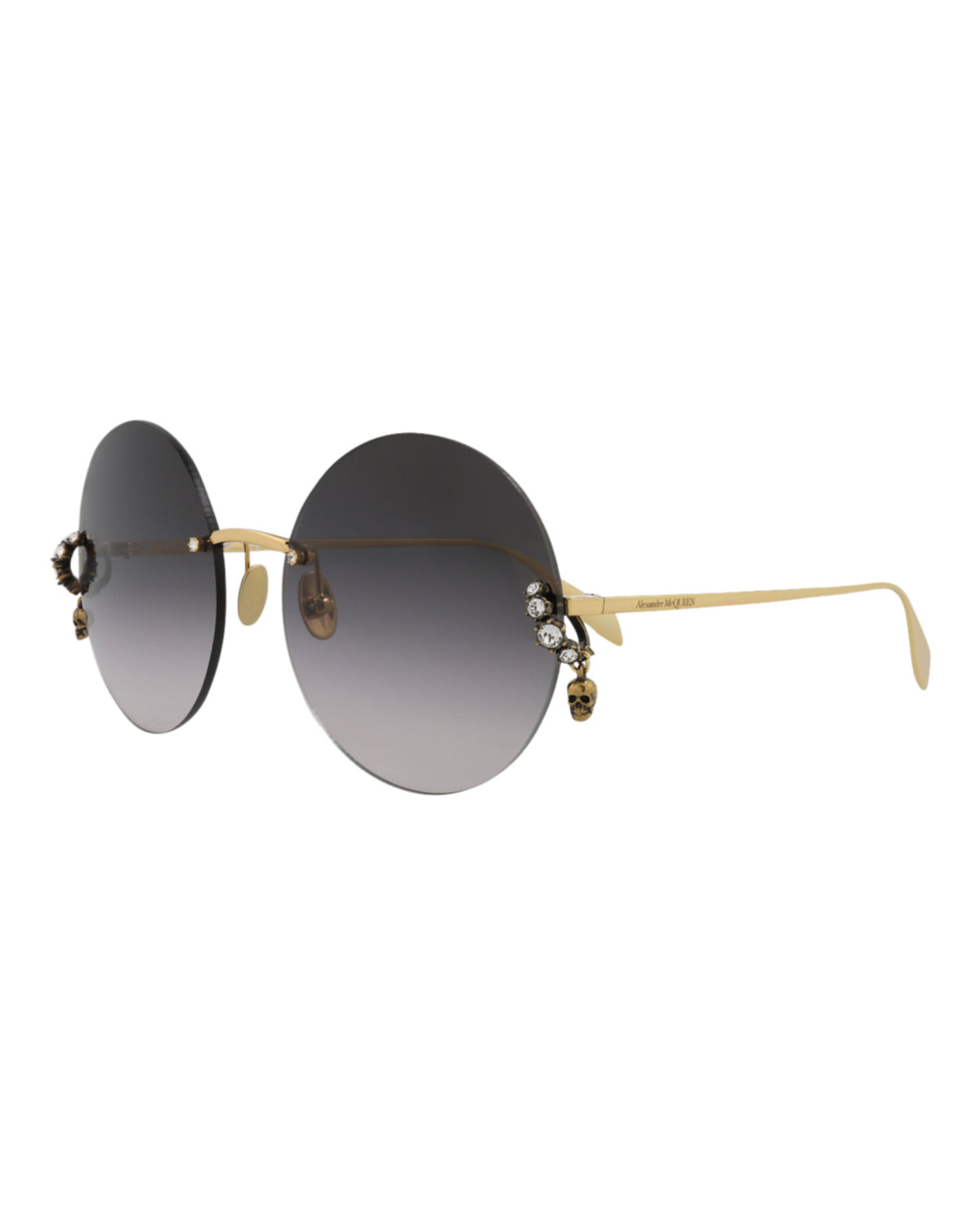 Alexander McQueen Womens Cat Eye Gold Gold Grey Fashion Designer Eyewear