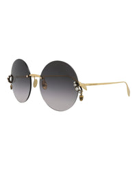 Alexander McQueen Womens Cat Eye Gold Gold Grey Fashion Designer Eyewear