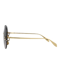 Alexander McQueen Womens Cat Eye Gold Gold Grey Fashion Designer Eyewear