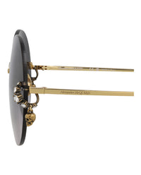 Alexander McQueen Womens Cat Eye Gold Gold Grey Fashion Designer Eyewear