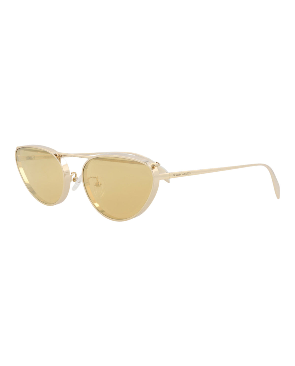 Alexander McQueen Womens Cat Eye Gold Gold Yellow Fashion Designer Eyewear