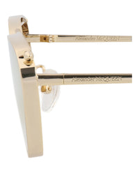 Alexander McQueen Womens Cat Eye Gold Gold Yellow Fashion Designer Eyewear