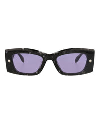 Alexander McQueen Unisex Square/Rectangle Havana Havana Violet Fashion Designer Eyewear