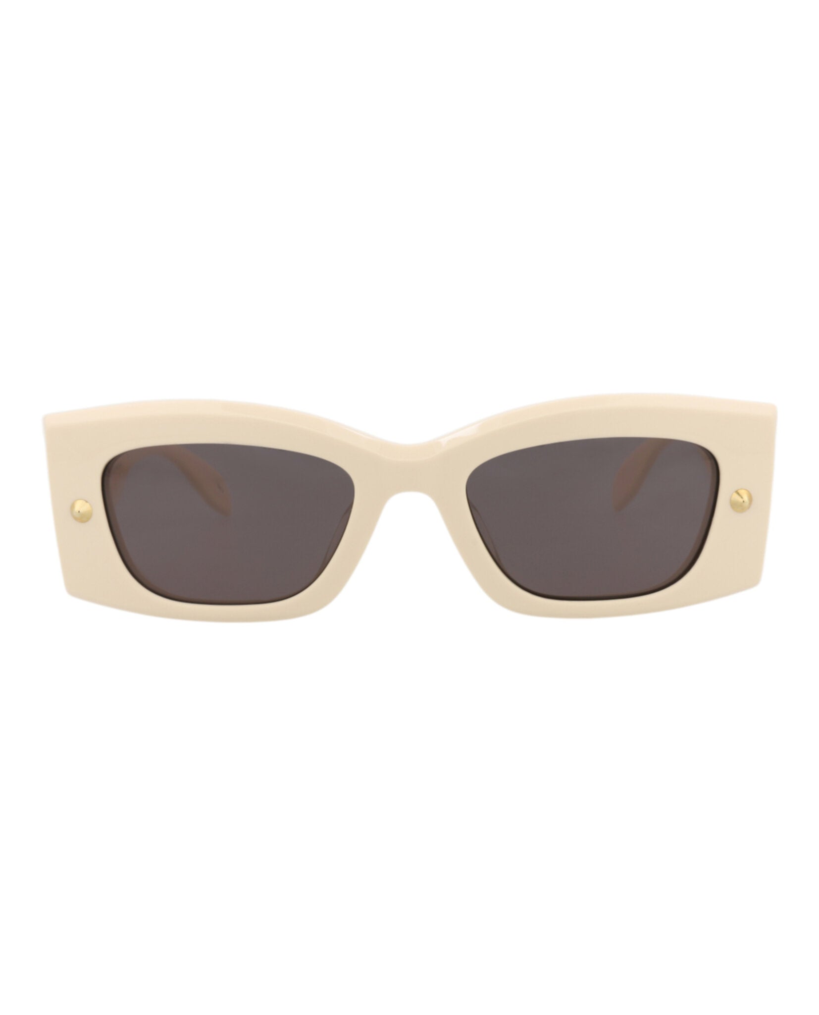 Alexander McQueen Unisex Square/Rectangle Ivory Ivory Grey Fashion Designer Eyewear Ivory Ivory Grey