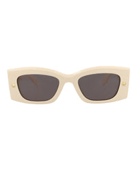 Alexander McQueen Unisex Square/Rectangle Ivory Ivory Grey Fashion Designer Eyewear Ivory Ivory Grey
