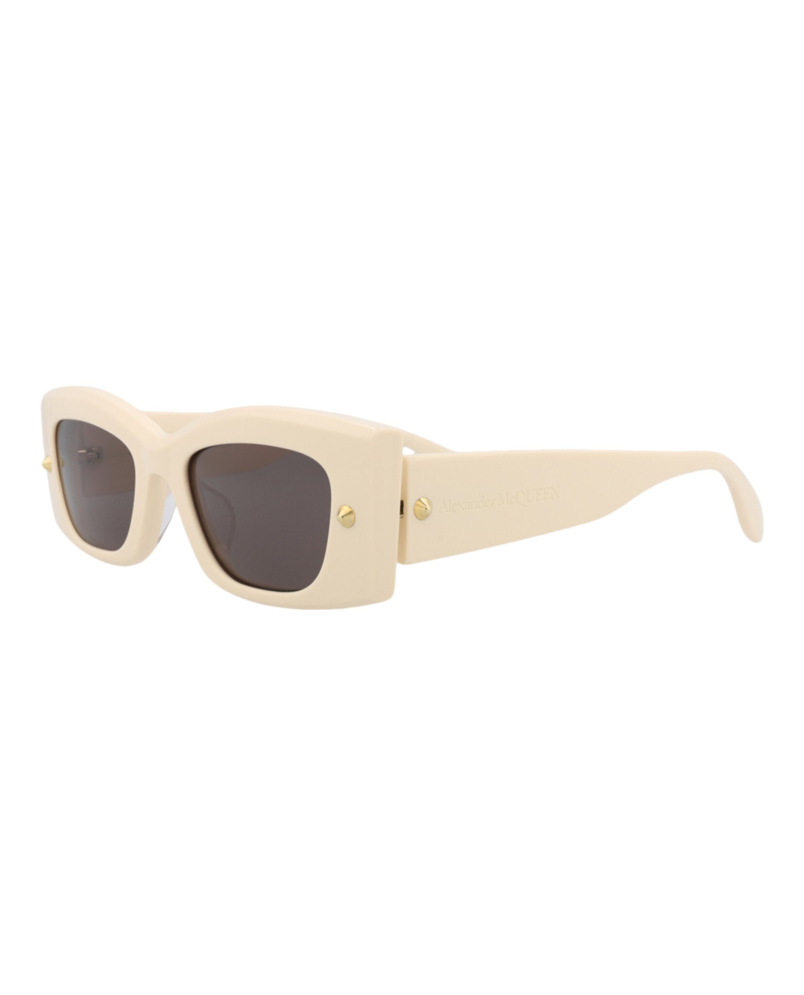 Alexander McQueen Unisex Square/Rectangle Ivory Ivory Grey Fashion Designer Eyewear