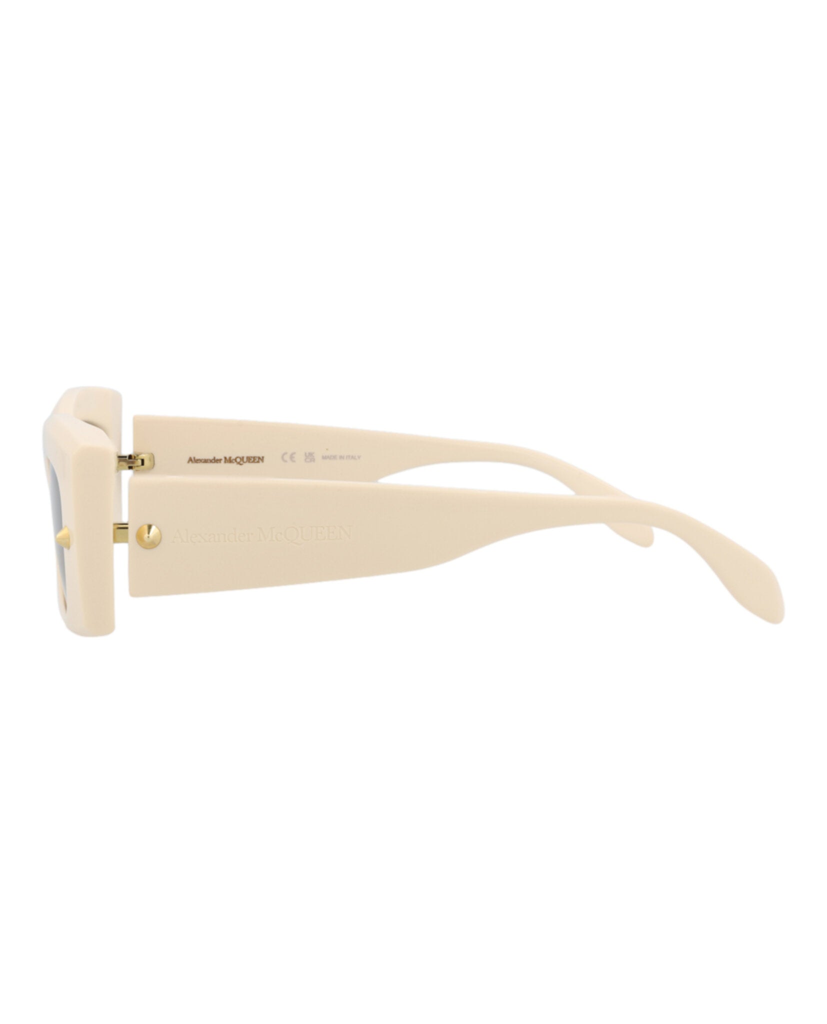 Alexander McQueen Unisex Square/Rectangle Ivory Ivory Grey Fashion Designer Eyewear