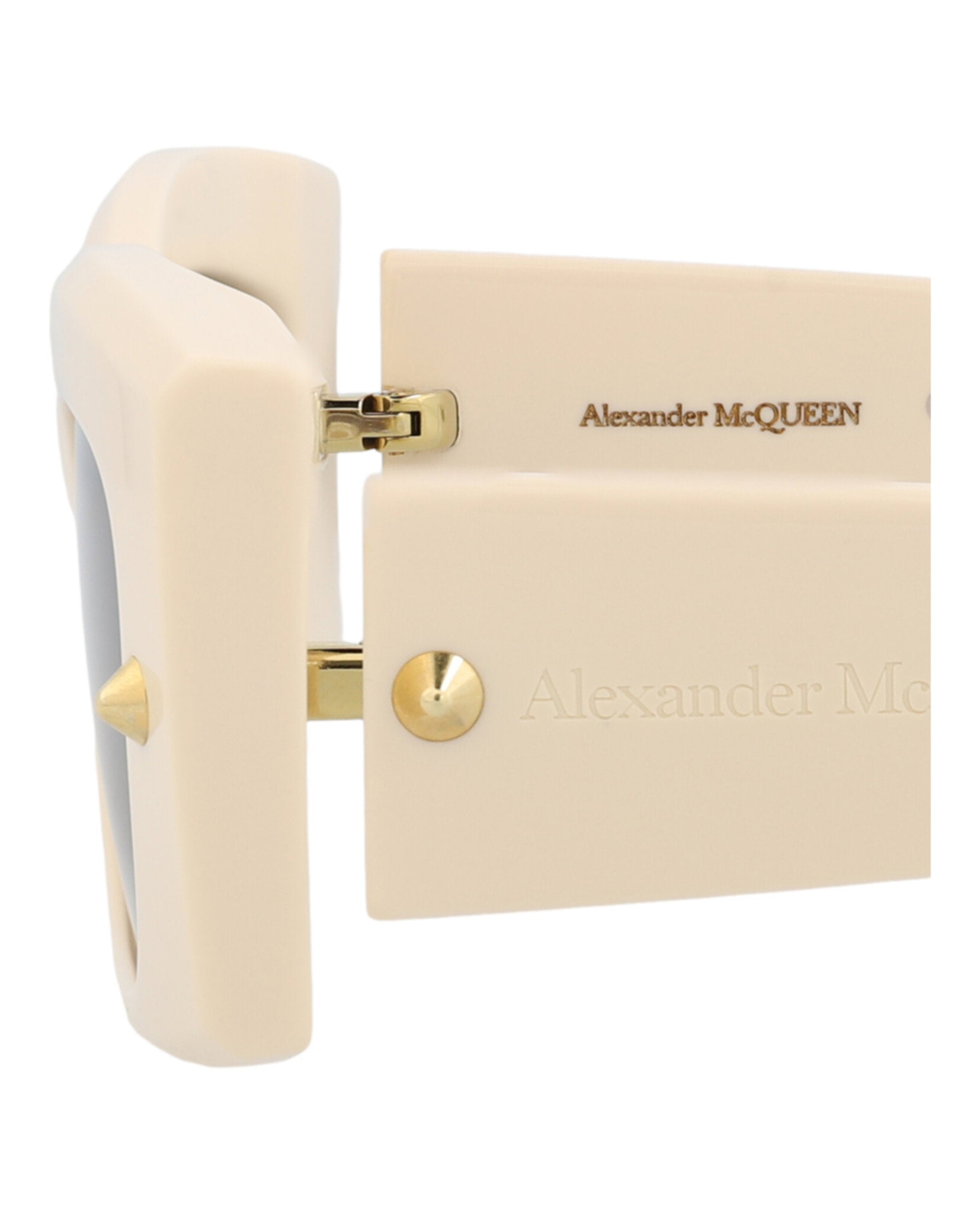 Alexander McQueen Unisex Square/Rectangle Ivory Ivory Grey Fashion Designer Eyewear