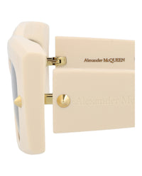 Alexander McQueen Unisex Square/Rectangle Ivory Ivory Grey Fashion Designer Eyewear
