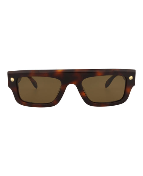 【Alexander McQueen】ブラウンレンズ スクエア型サングラス Alexander McQueen Unisex Square/Rectangle Havana Havana Brown