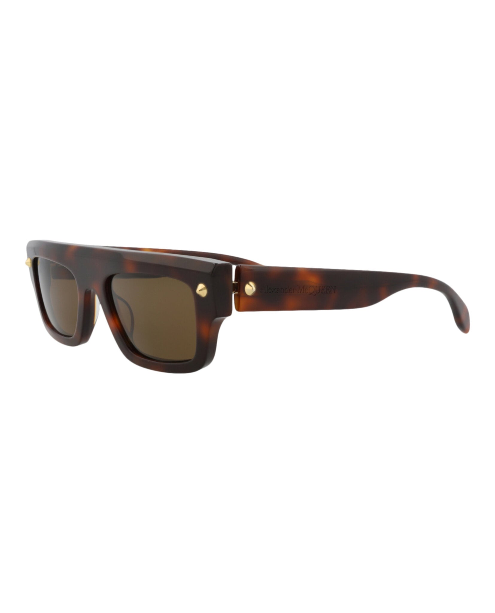 Alexander McQueen Unisex Square/Rectangle Havana Havana Brown Fashion Designer Eyewear