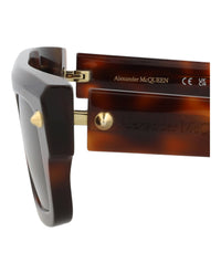Alexander McQueen Unisex Square/Rectangle Havana Havana Brown Fashion Designer Eyewear