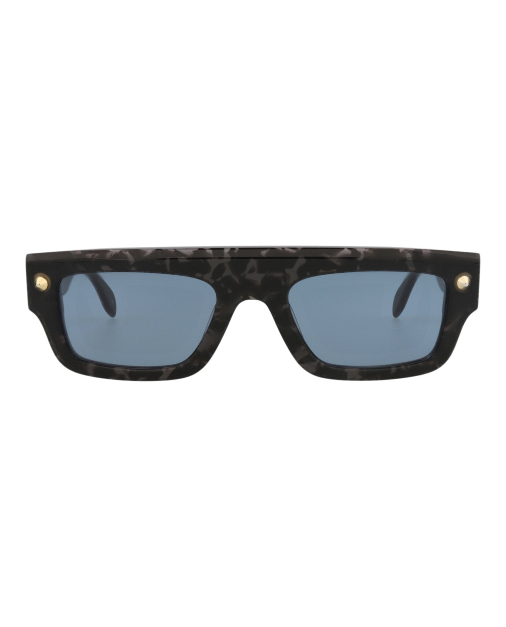 Alexander McQueen Unisex Square/Rectangle Havana Havana Blue Fashion Designer Eyewear