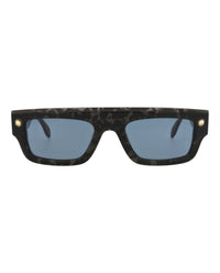 Alexander McQueen Unisex Square/Rectangle Havana Havana Blue Fashion Designer Eyewear