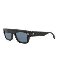 Alexander McQueen Unisex Square/Rectangle Havana Havana Blue Fashion Designer Eyewear