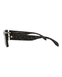 Alexander McQueen Unisex Square/Rectangle Havana Havana Blue Fashion Designer Eyewear