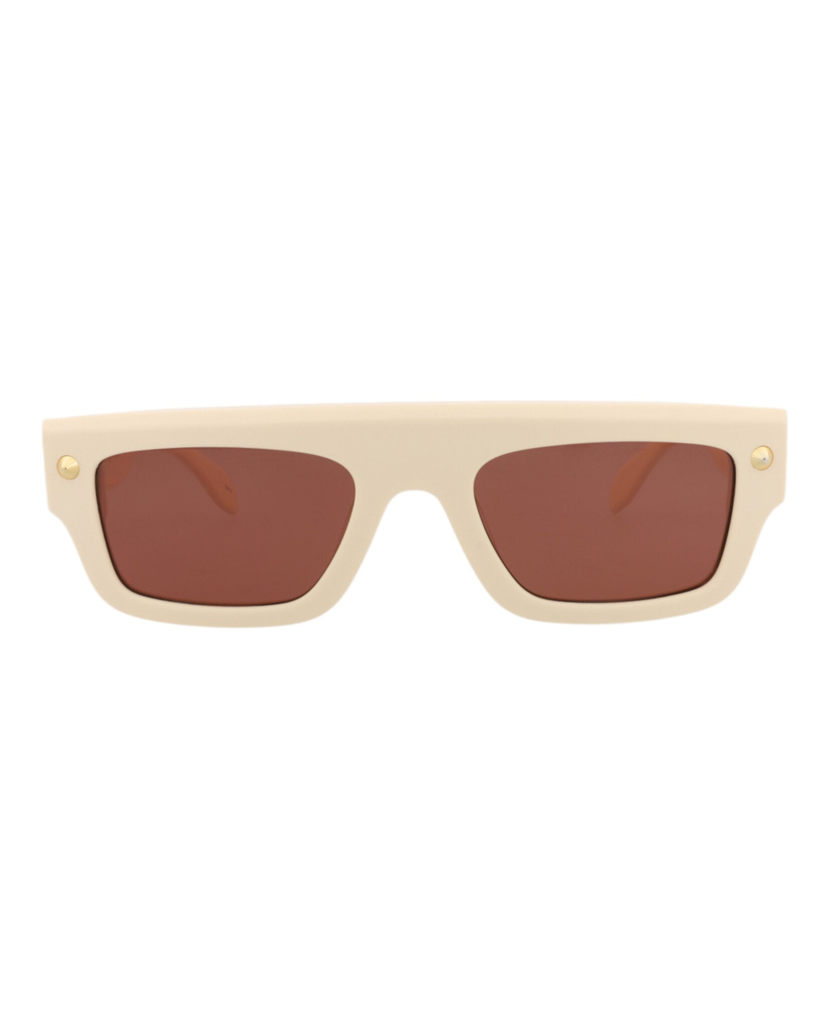 Alexander McQueen Unisex Square/Rectangle Ivory Ivory Brown Fashion Designer Eyewear Ivory Ivory Brown