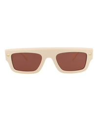 Alexander McQueen Unisex Square/Rectangle Ivory Ivory Brown Fashion Designer Eyewear Ivory Ivory Brown