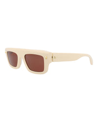 Alexander McQueen Unisex Square/Rectangle Ivory Ivory Brown Fashion Designer Eyewear