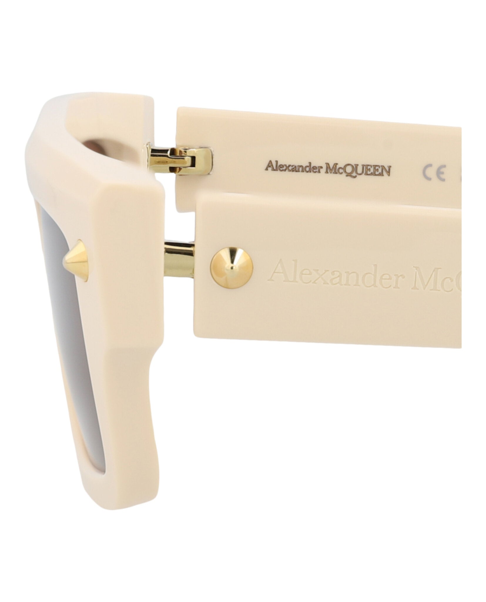 Alexander McQueen Unisex Square/Rectangle Ivory Ivory Brown Fashion Designer Eyewear