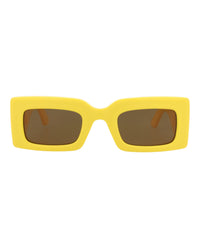 Alexander McQueen Womens Square/Rectangle Yellow Yellow Brown Fashion Designer Eyewear