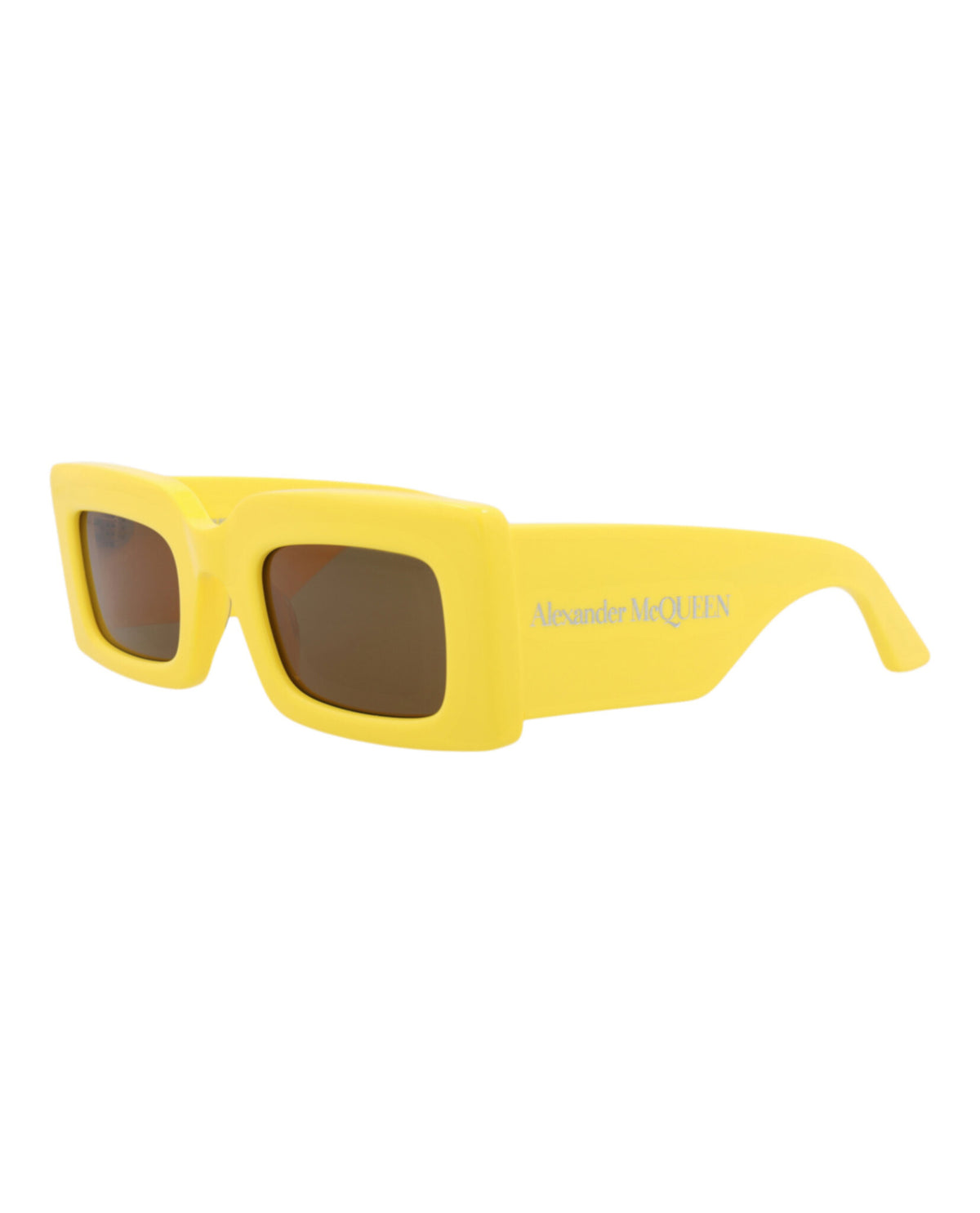 Alexander McQueen Womens Square/Rectangle Yellow Yellow Brown Fashion Designer Eyewear