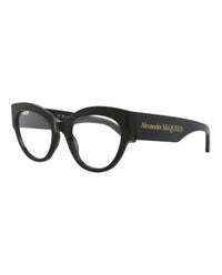 Alexander McQueen Womens Cat Eye Black Black Transparent Fashion Designer Eyewear
