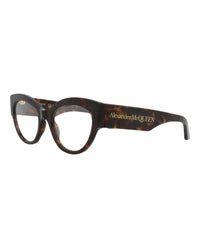 Alexander McQueen Womens Cat Eye Havana Havana Transparent Fashion Designer Eyewear