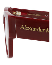 Alexander McQueen Womens Square/Rectangle Burgundy Burgundy Transparent Fashion Designer Eyewear