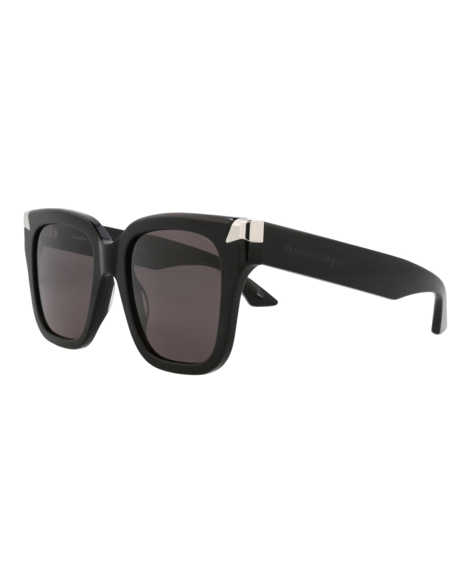 Alexander McQueen Womens Square/Rectangle Black Black Grey Fashion Designer Eyewear