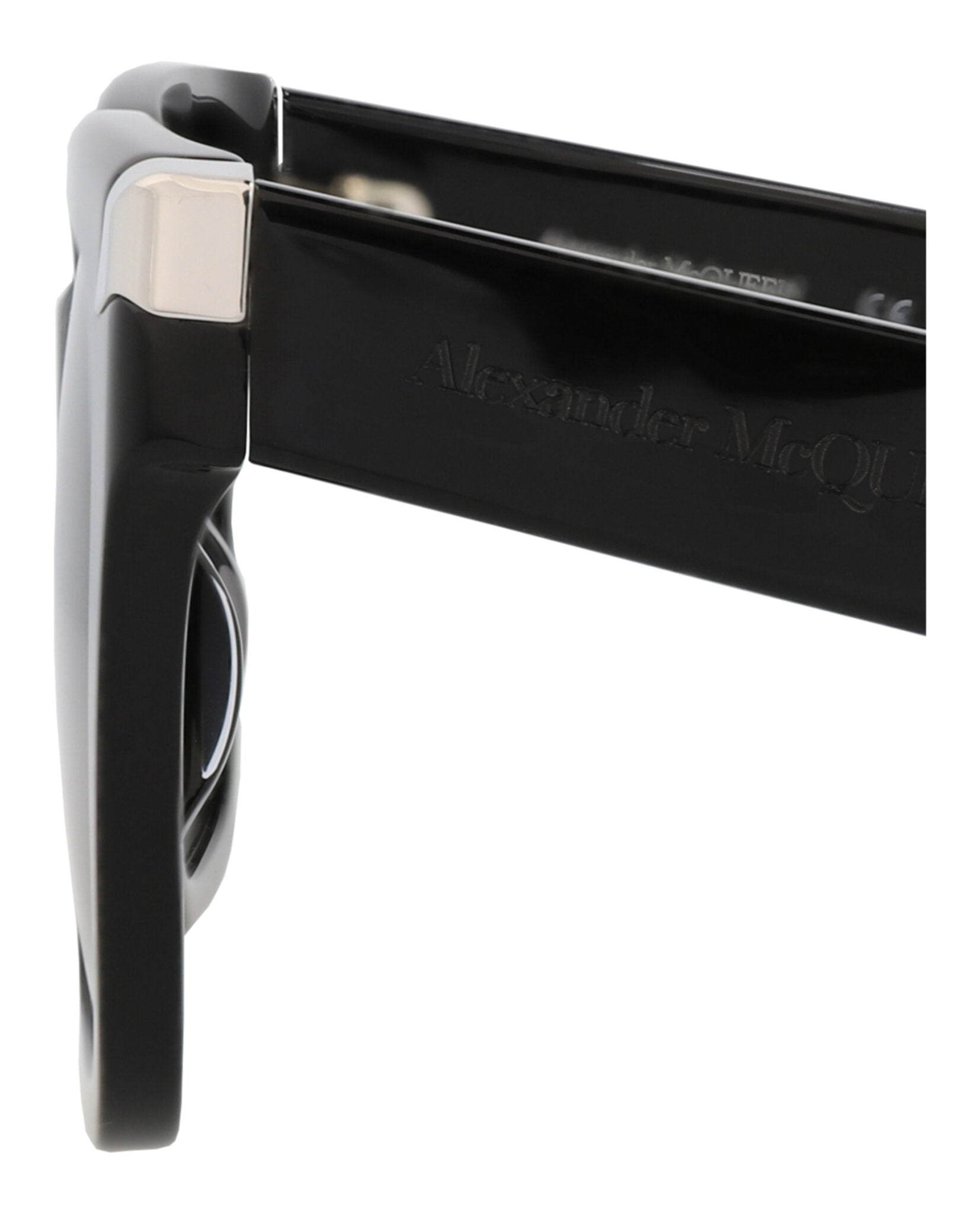 Alexander McQueen Womens Square/Rectangle Black Black Grey Fashion Designer Eyewear