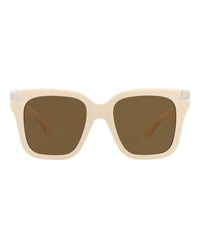 Alexander McQueen Womens Square/Rectangle Ivory Ivory Brown Fashion Designer Eyewear