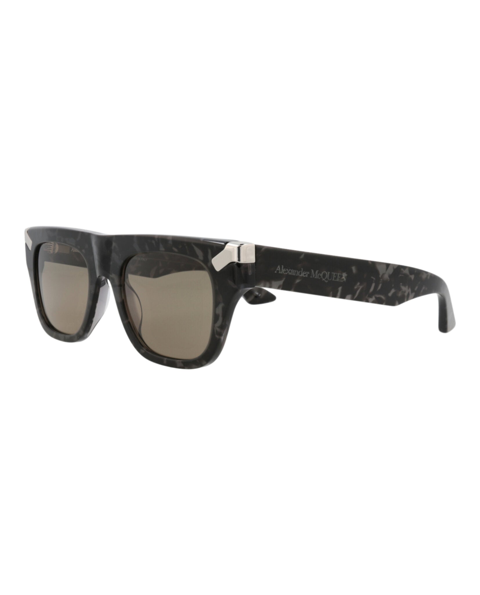 Alexander McQueen Mens Square/Rectangle Havana Havana Brown Fashion Designer Eyewear
