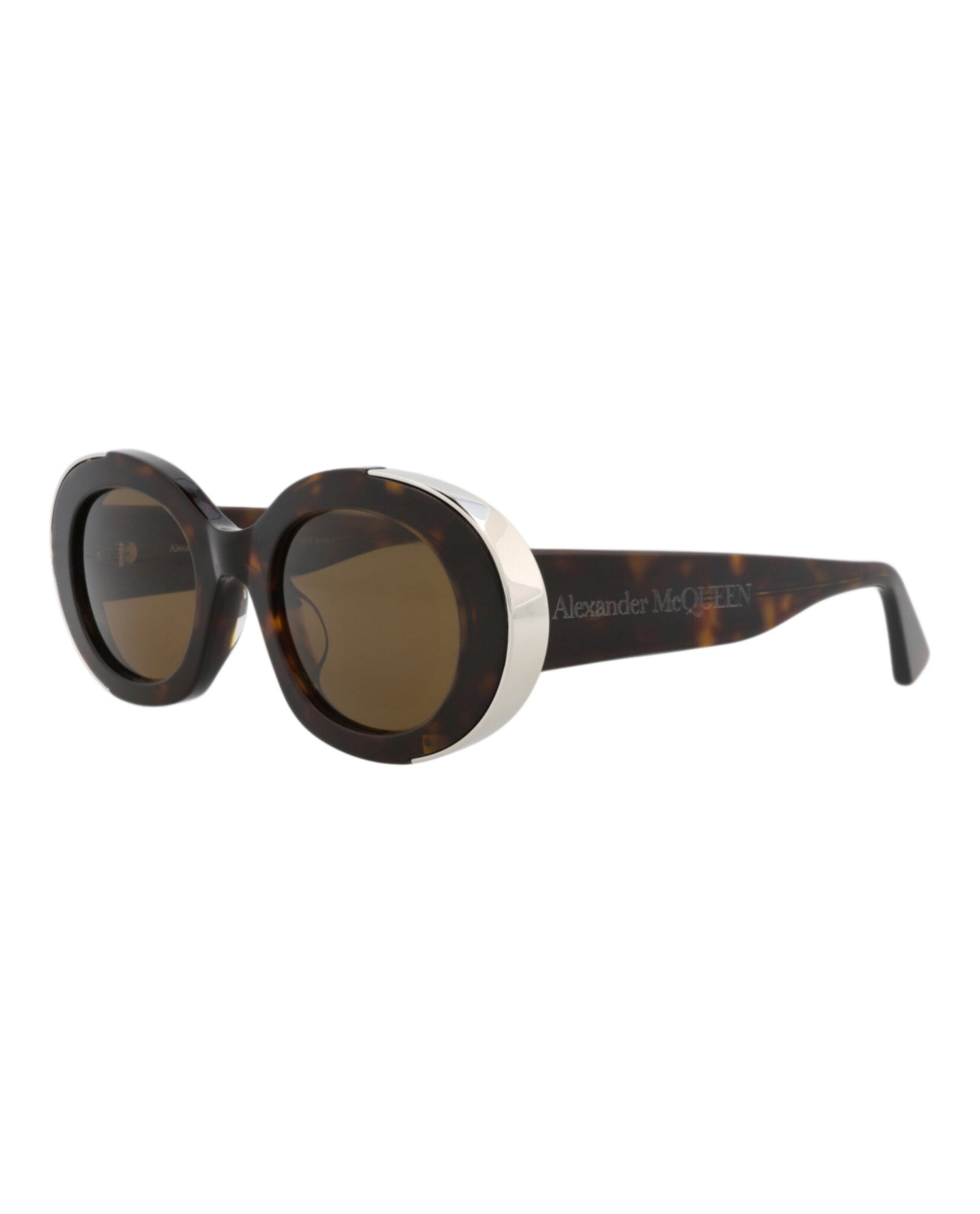 Alexander McQueen Womens Round/Oval Havana Havana Brown Fashion Designer Eyewear