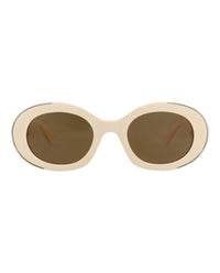 Alexander McQueen Womens Round/Oval Ivory Ivory Brown Fashion Designer Eyewear
