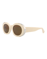 Alexander McQueen Womens Round/Oval Ivory Ivory Brown Fashion Designer Eyewear