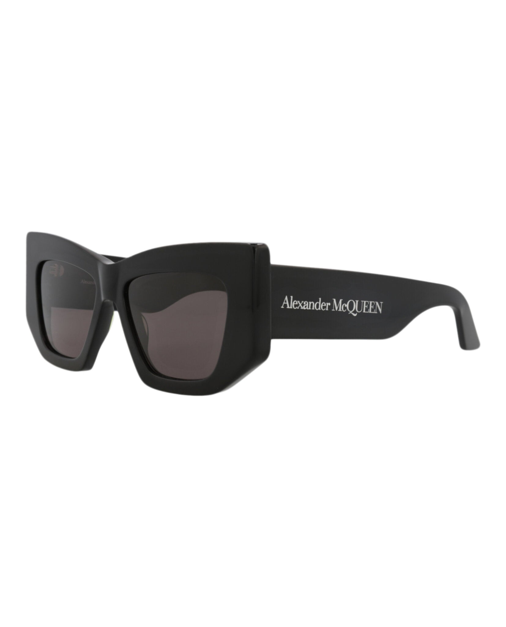 Alexander McQueen Womens Cat Eye Black Black Grey Fashion Designer Eyewear