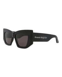 Alexander McQueen Womens Cat Eye Black Black Grey Fashion Designer Eyewear
