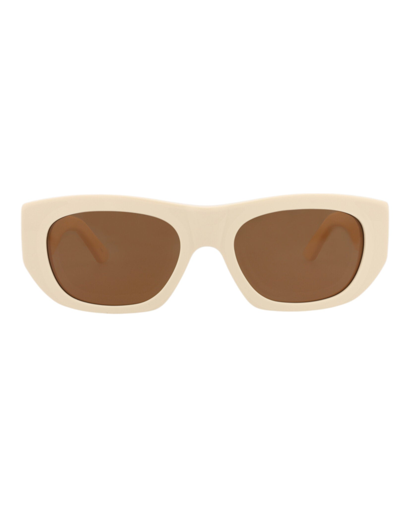 Alexander McQueen Unisex Square/Rectangle Ivory Ivory Brown Fashion Designer Eyewear