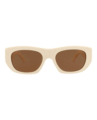 Alexander McQueen Unisex Square/Rectangle Ivory Ivory Brown Fashion Designer Eyewear