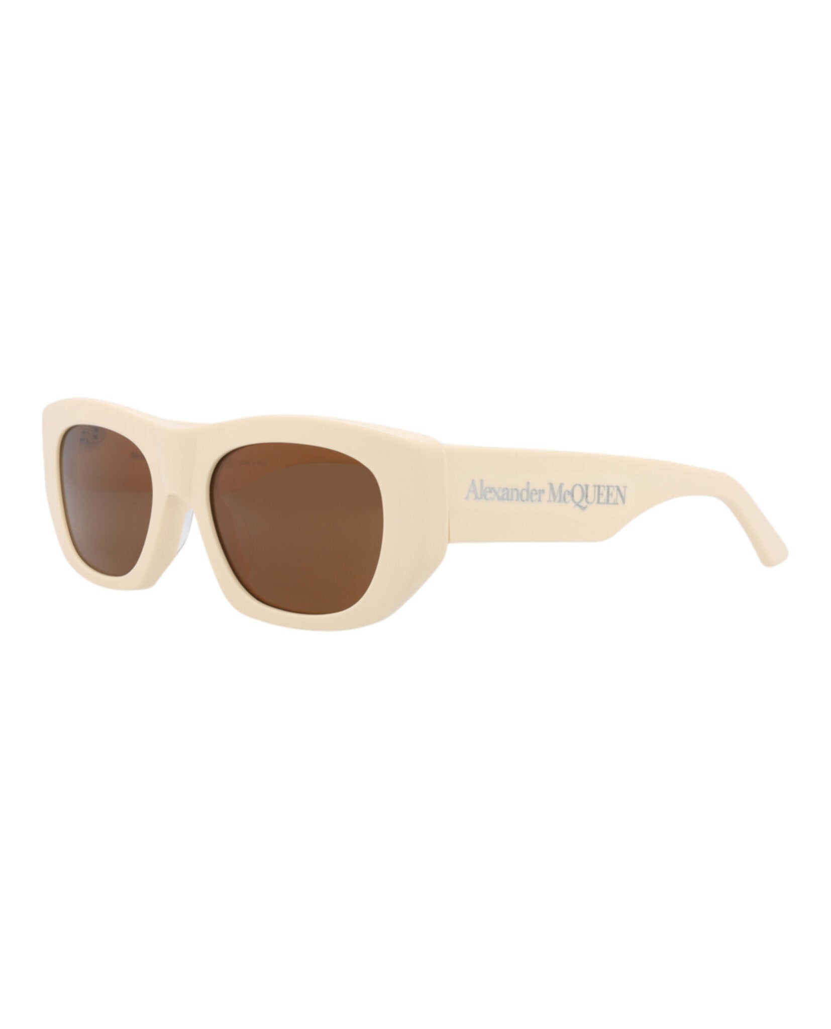 Alexander McQueen Unisex Square/Rectangle Ivory Ivory Brown Fashion Designer Eyewear
