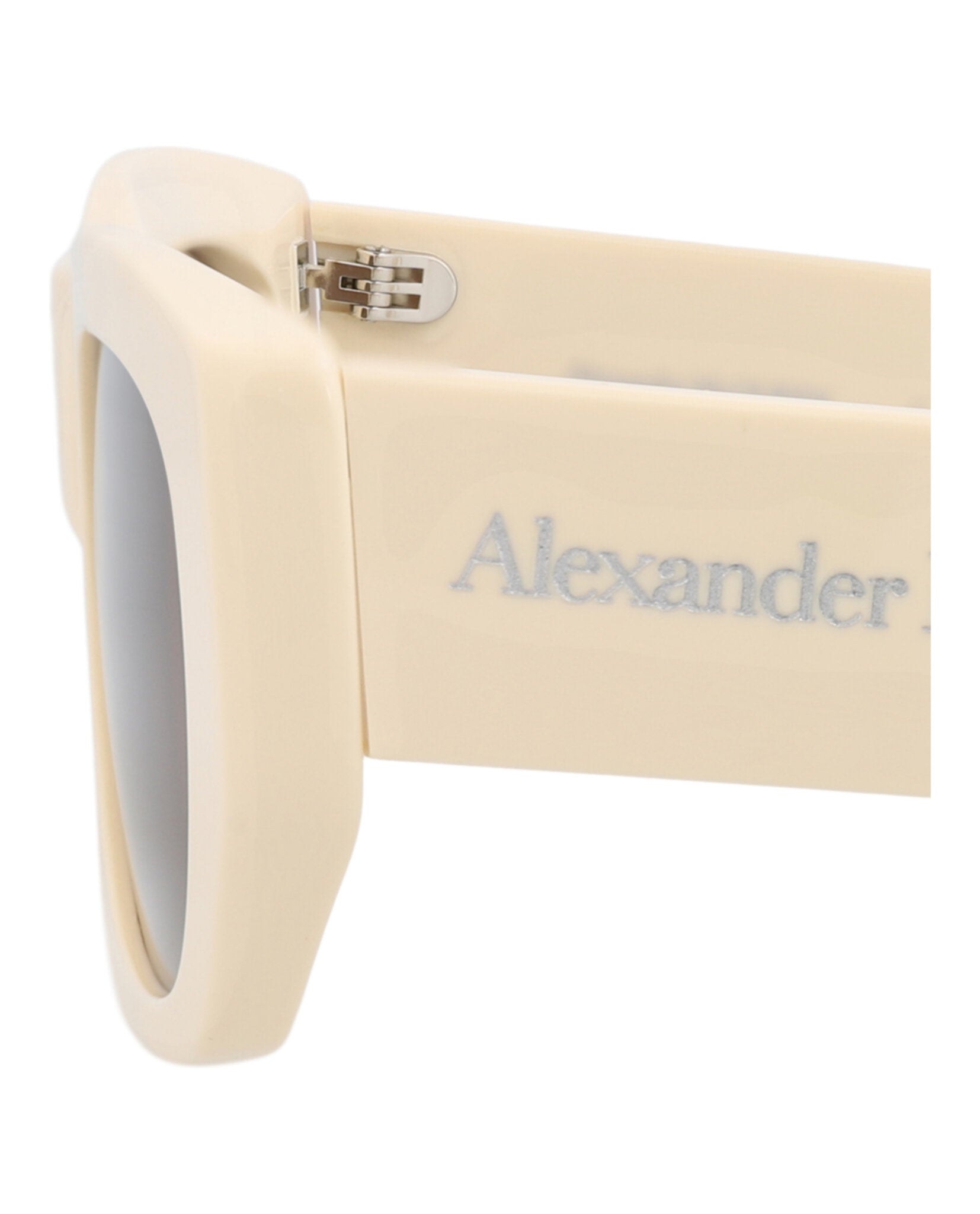 Alexander McQueen Unisex Square/Rectangle Ivory Ivory Brown Fashion Designer Eyewear
