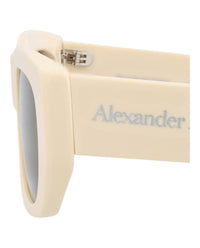 Alexander McQueen Unisex Square/Rectangle Ivory Ivory Brown Fashion Designer Eyewear
