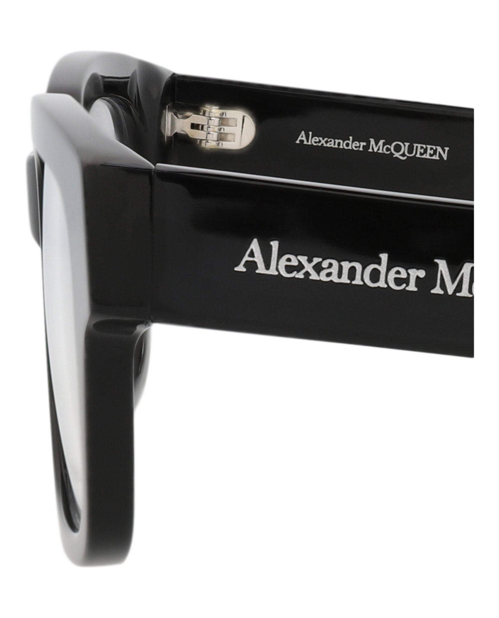 Alexander McQueen Mens Square/Rectangle Black Black Transparent Fashion Designer Eyewear