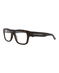 Alexander McQueen Mens Square/Rectangle Havana Havana Transparent Fashion Designer Eyewear