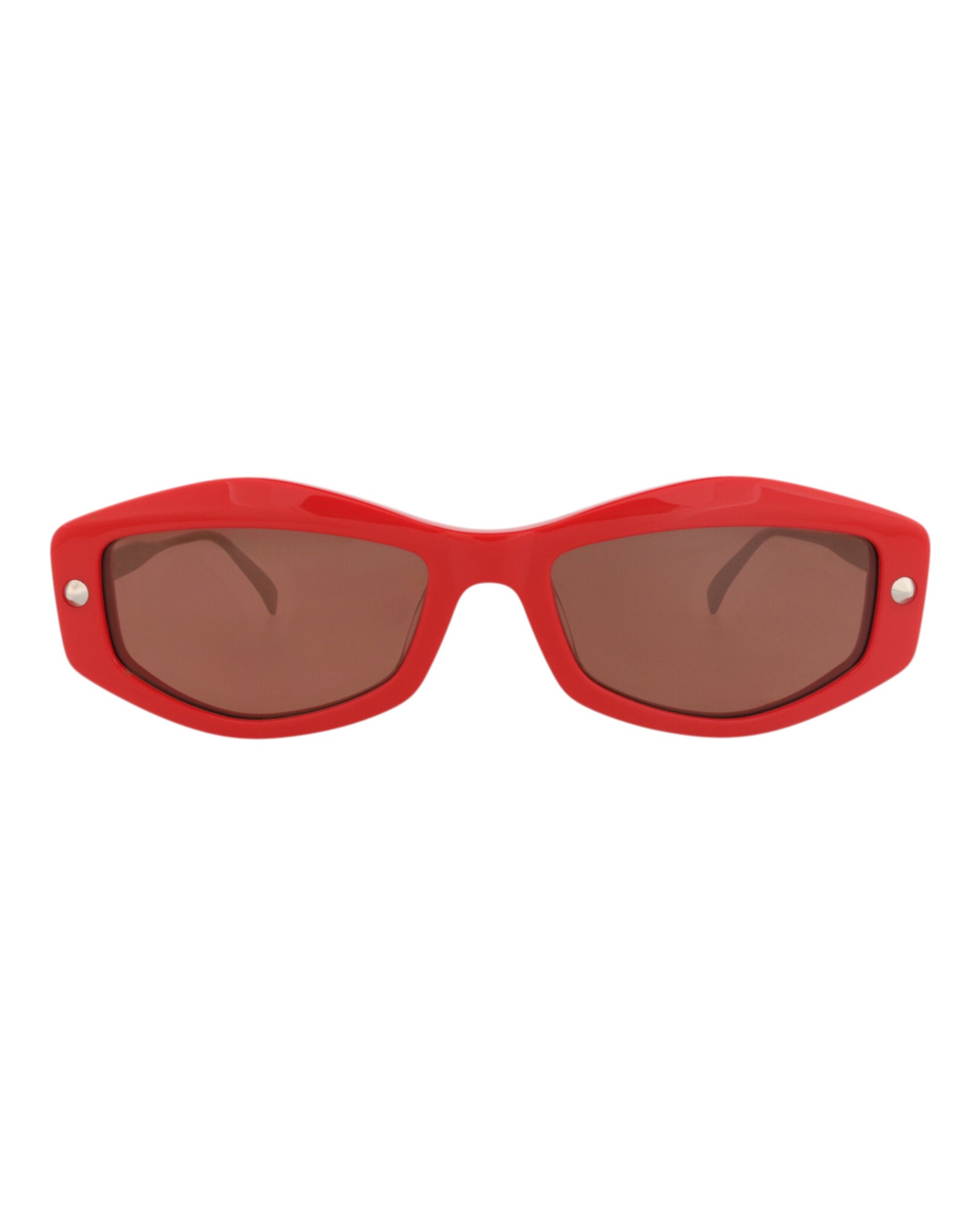 Alexander McQueen Womens Square/Rectangle Red Silver Brown Fashion Designer Eyewear